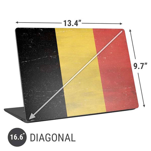 Belgium Flag Distressed Universal Laptop 16.6in (13.4 x 9.7in) Skin